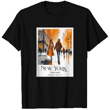 Discover Watercolor painting loving couple in New York City T Shirts