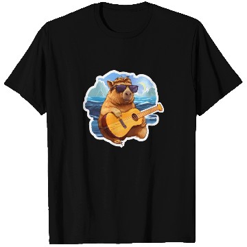 Discover Capybara Playing Guitar T Shirts