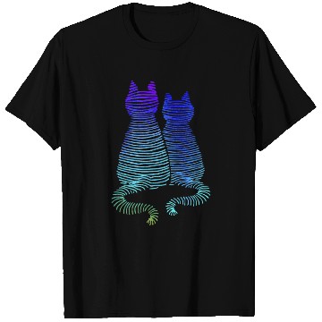 Discover Abstract Cats In Neon Gradient Color Purple To T Shirts