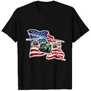 Discover US Army UH 1 With US Flag T Shirts