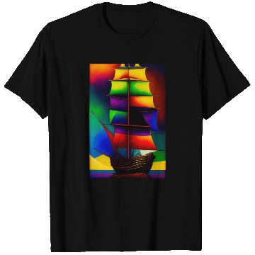 Discover Colorfull Ship Painting T Shirts