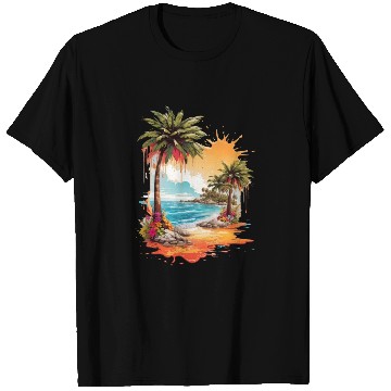 Discover Tropical Tranquility: Beach Splash Art T Shirts
