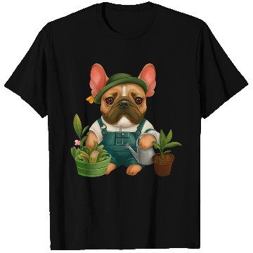 Discover Frenchie The Gardener Drawing T Shirts