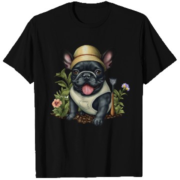 Discover French Bulldog Playing in the Garden T Shirts