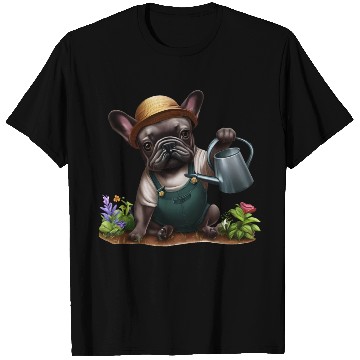 Discover Frenchie Playing in the Garden T Shirts