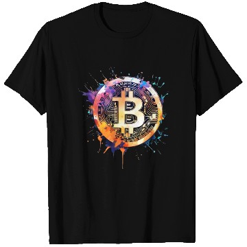 Discover Bitcoin crypto colorful logo T Shirts