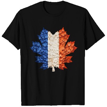 Discover French Flag in Autumn Leaves: Maple Leaf Design T Shirts