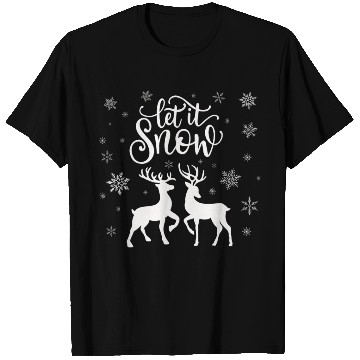 Discover Let It Snow With Deer And Snowflakes T Shirts
