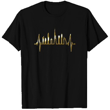 Discover Dubai Skyline Heartbeat Burj Khalifa Silhouette T Shirts