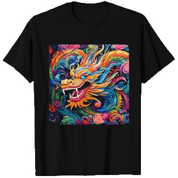 Discover dragon pattern circle pentel color T Shirts