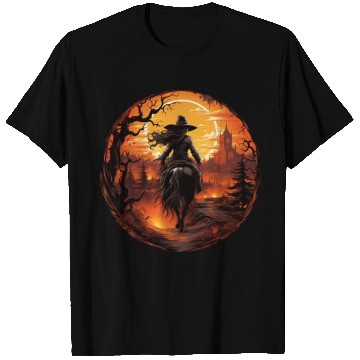 Discover Witchy Cowgirl Riding off into the Full Moon T Shirts