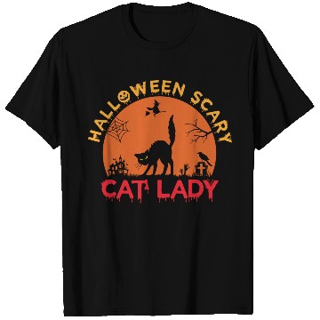 Discover Helloween Scary Cat Lady T Shirts