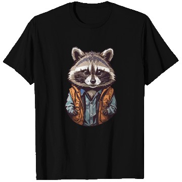 Discover Raccoon on Orange Jacket Sticker T Shirts