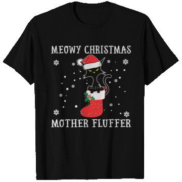 Discover Meowy Christmas Mother Fluffer Funny Cat Lover T Shirts