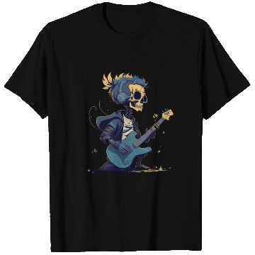 Discover Cool Skeleton Playing The Guitar Character Funny T Shirts