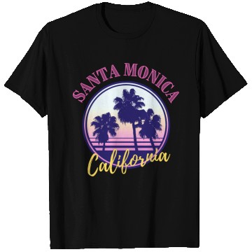 Discover Santa Monica Retro Palm Trees And Sunset Design T Shirts
