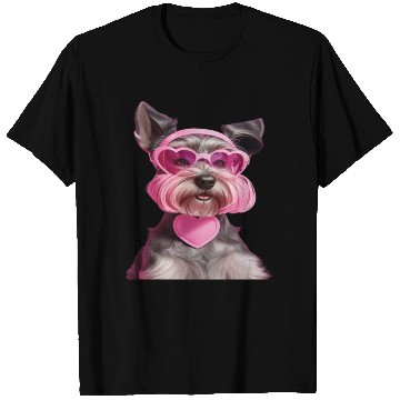 Discover Miniature Schnauzer Wearing Pink Heart Collar T Shirts