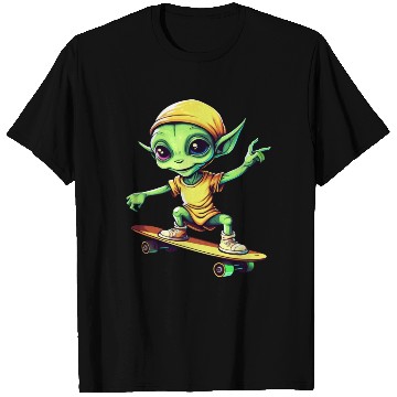 Discover Green Alien Skateboarder: Intergalactic Moves T Shirts