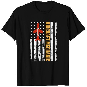 Discover Aircraft Mechanic USA FLAG T Shirts
