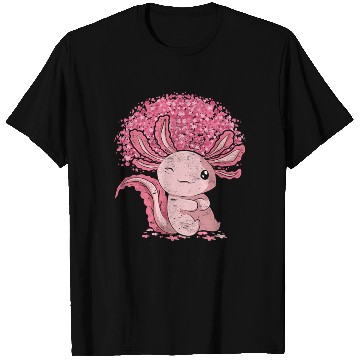 Discover Cherry Blossom Tree Amphibian Gift Sakura Axolotl T Shirts