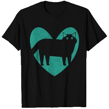 Discover Cat Lover Heart Turquoise T Shirts