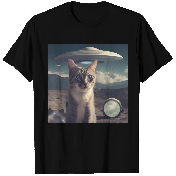 Discover Cat Ufo Alien Area 51 space shuttle T Shirts