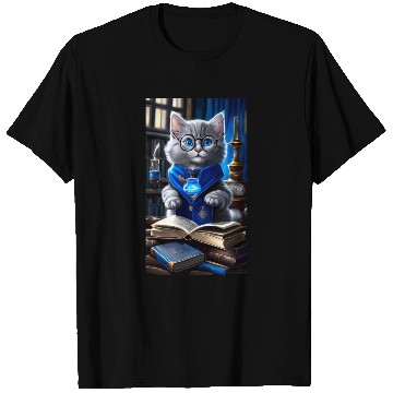 Discover The Raven-claw Kitten Scholar: A Feline Journey. T Shirts