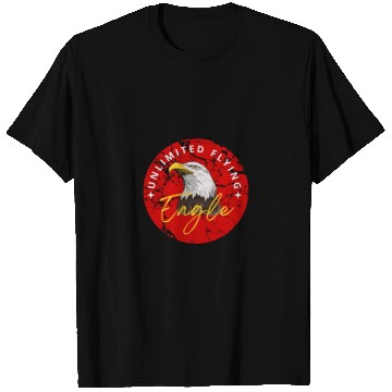 Discover Black Red Illustrated Eagle T Shirts