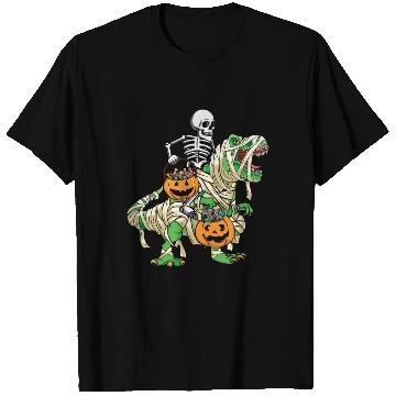 Discover Skeleton Dinosaur Pumpkin Lazy Creepy Halloween T Shirts