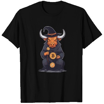 Discover Halloween Bitcoin Wizard Bull T Shirts