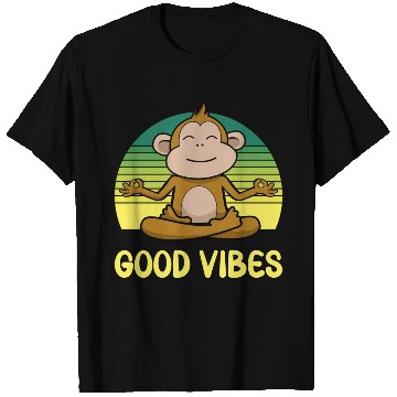 Discover Meditating Monkey Retro Sunset T Shirts