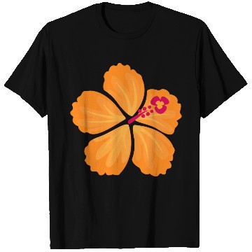 Discover Orange Hand Drawn Hibiscus Flower T Shirts