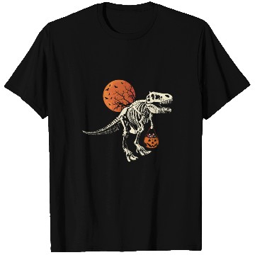 Discover Dinosaur Skeleton Pumpkin Lazy Creepy Halloween T Shirts