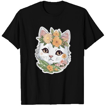 Discover Cat and Flowers T Shirts