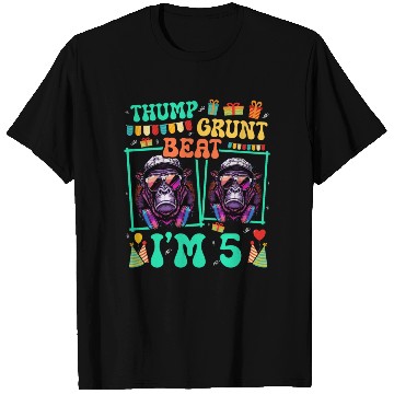 Discover Thump Grunt Beat I'm 5 Gorilla Lover Kid 5th T Shirts