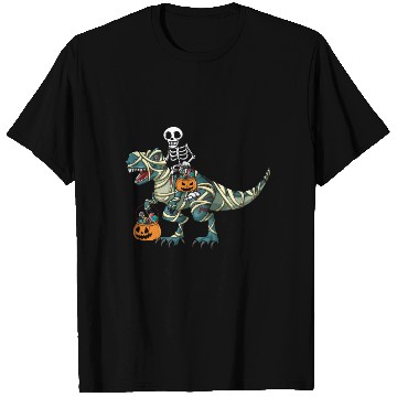 Discover Skeleton Dinosaur Pumpkin Cool Creepy Halloween T Shirts