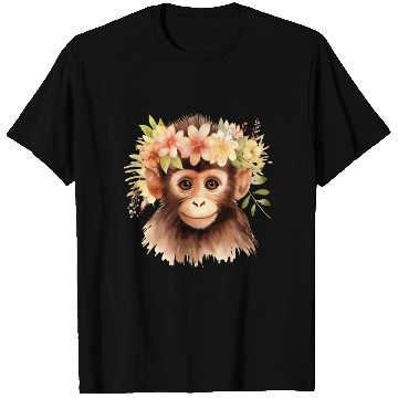 Discover Monkey Chimpanzee Jungle Animal Boho Floral Ape T Shirts