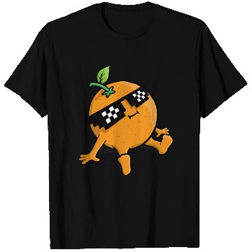 Discover Cool Relaxing Orange Fruit Pixel Sunglasses Face T Shirts