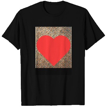 Discover Romantic Red Love Heart on Brown Dotted Background T Shirts
