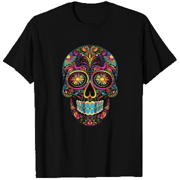 Discover Neon Sugar Skull: Jack Skellington Design T Shirts