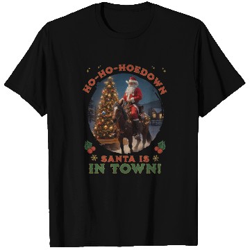 Discover Retro Western Christmas Tree Cowboy Santa Claus T Shirts