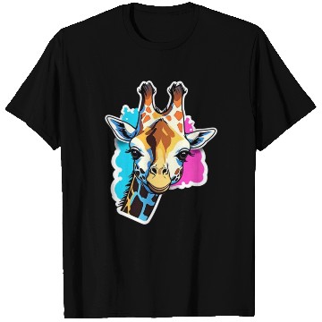 Discover Giraffe Color Splash Giraffe Head T Shirts