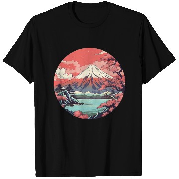 Discover Fuji Sakura Serenity: Japanese Landscape Bliss T Shirts