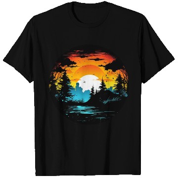 Discover Riverside Twilight in the Forest T Shirts