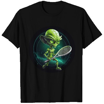 Discover Cool Green Alien Tennis Player: Unique Sports Desi T Shirts