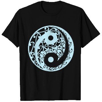 Discover Yin And Yang In A Koru Pattern In A Light Blue T Shirts
