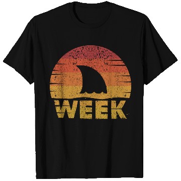 Discover Retro Shark Fin Week Shark Lover Ocean Wildlife T Shirts