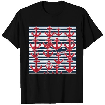 Discover classic nautical horizontal white and navy blue T Shirts