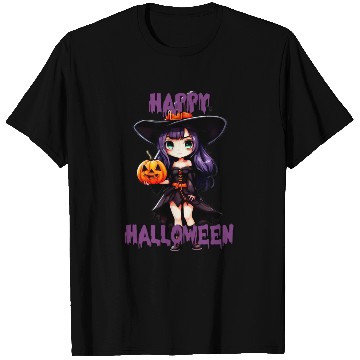 Discover Happy Halloween purple witch T Shirts