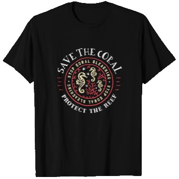 Discover Protect the Coral Save the Reef Rustic Crest T Shirts